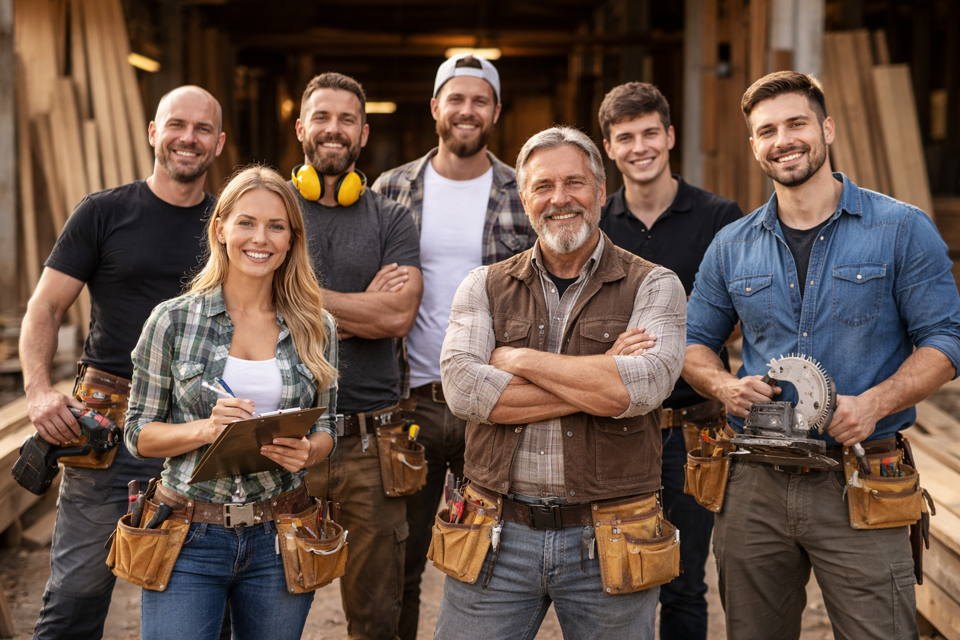 Eine Gruppe von Menschen posiert für ein Foto.